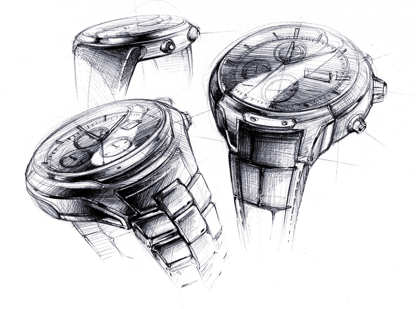 product design，Line，Wrist watch，Hand drawn，