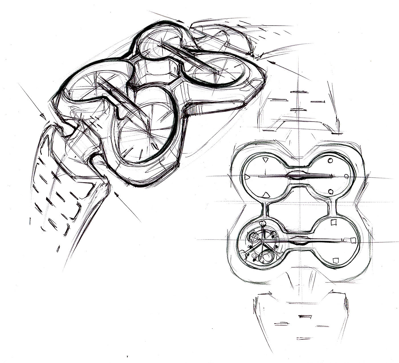 产品设计，线稿，手表，手绘，