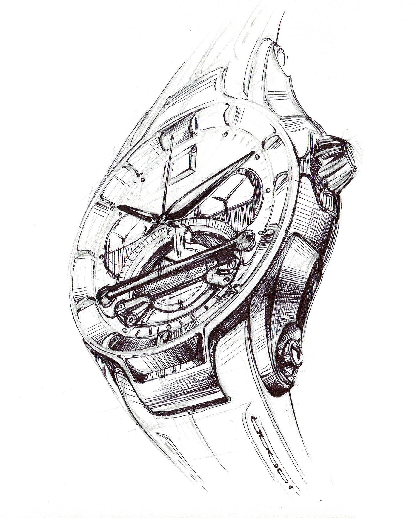 product design，Line，Wrist watch，Hand drawn，