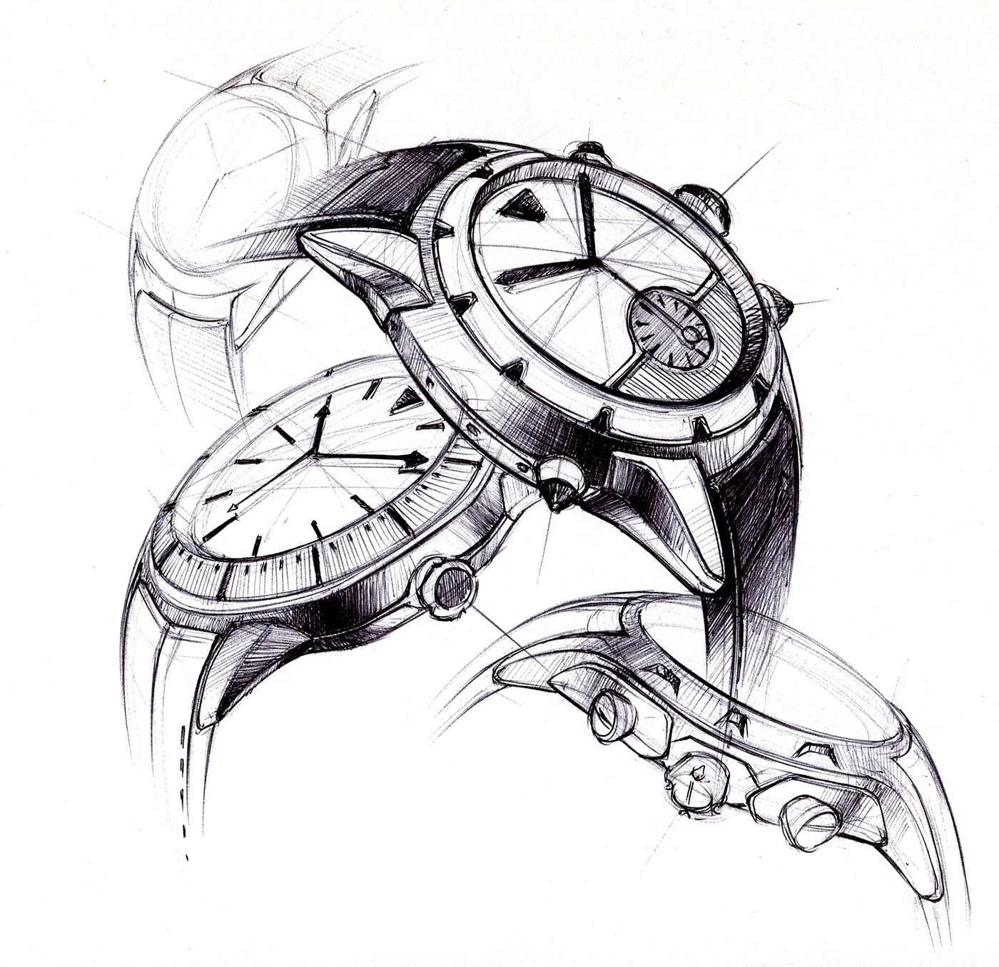 product design，Line，Wrist watch，Hand drawn，