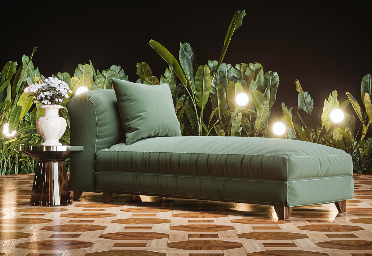 green，sofa，Recamier，