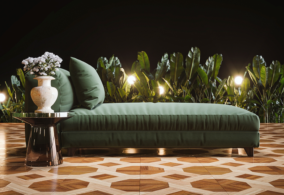 green，sofa，Recamier，