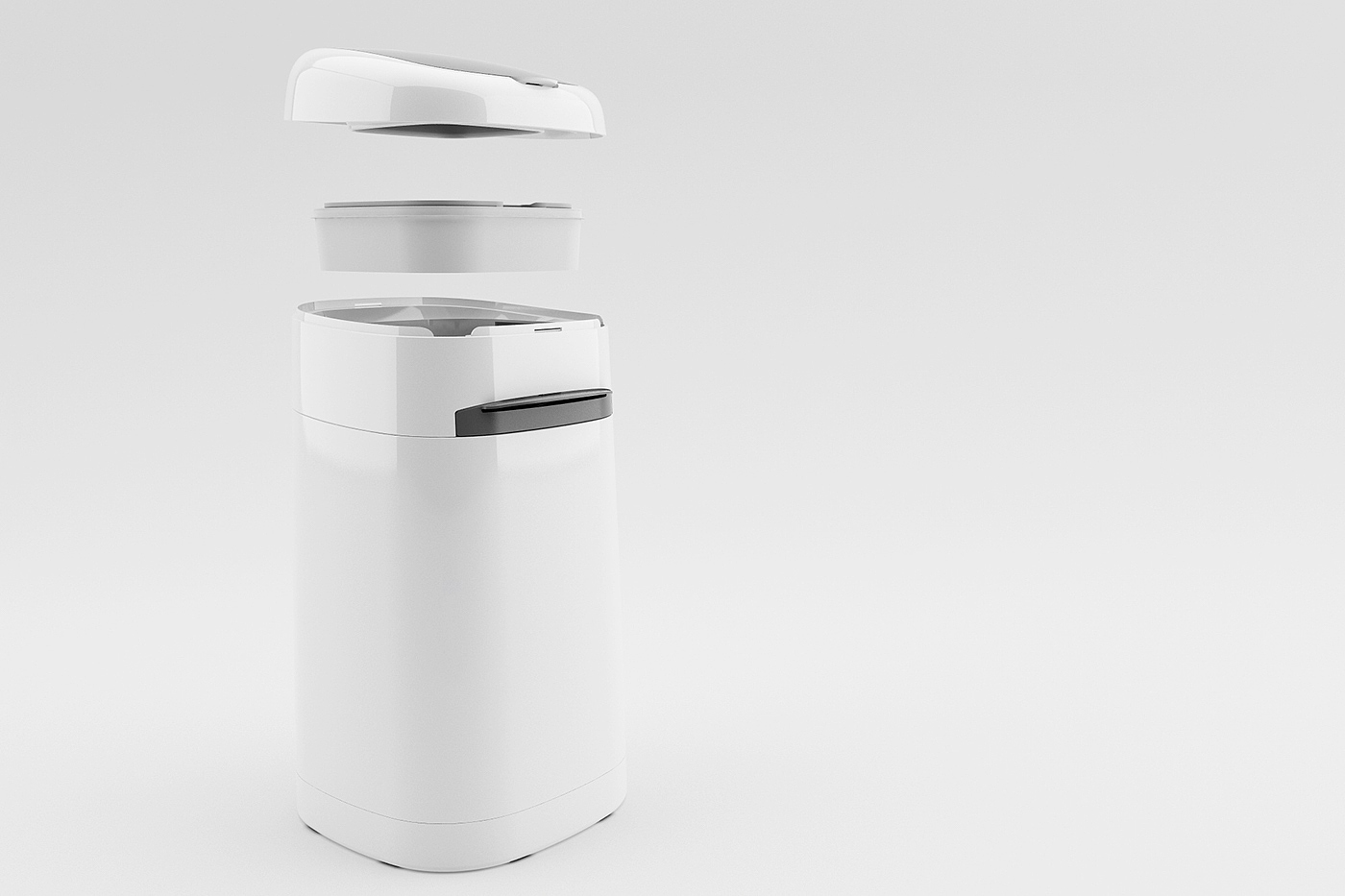 Litter Locker，trash can，white，