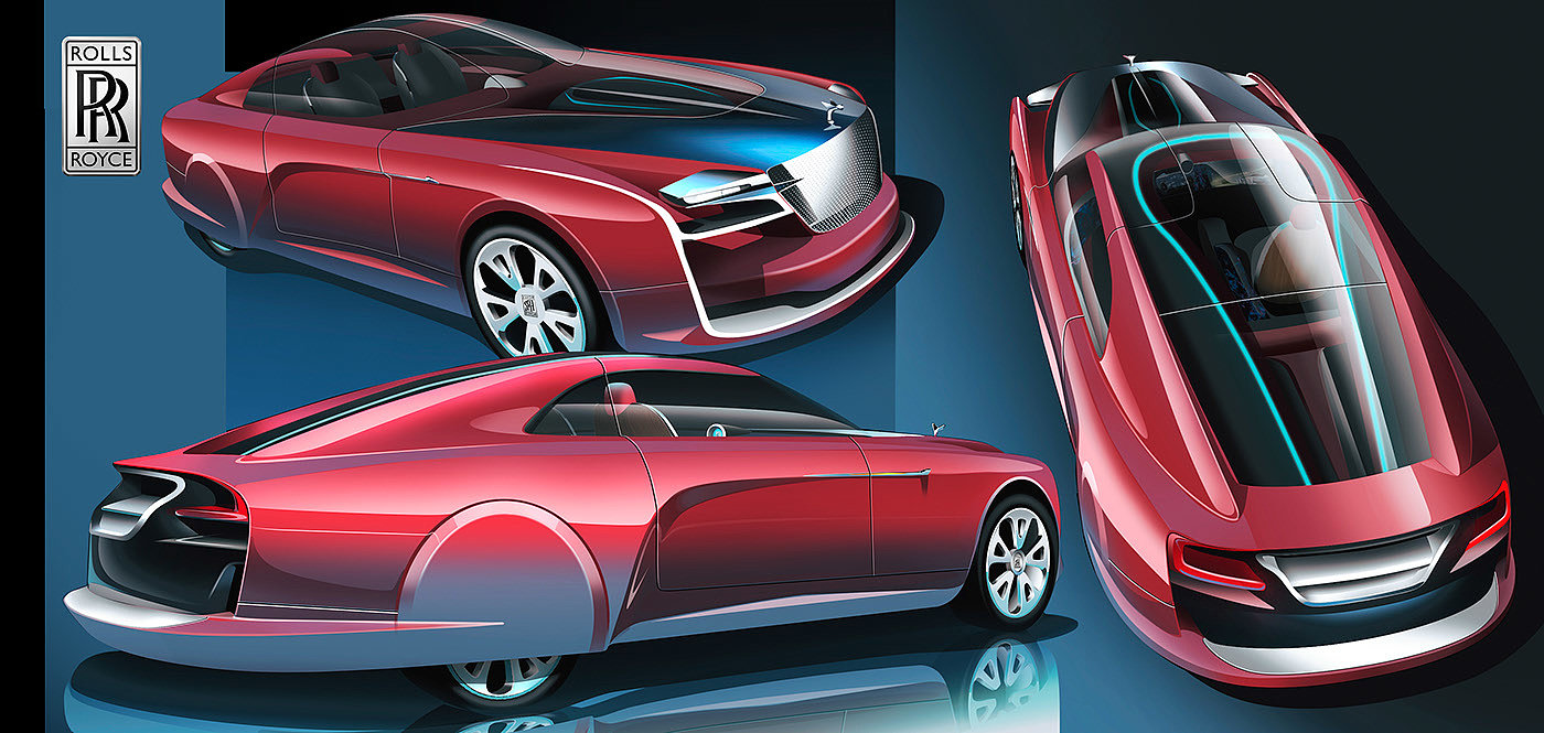 Hand drawn expression，Rolls-Royce，automobile，