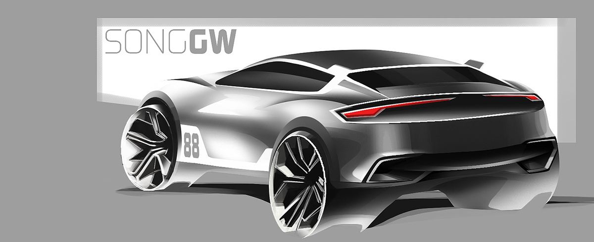 Automatic design，automobile，Hand drawn，Render，industrial design，