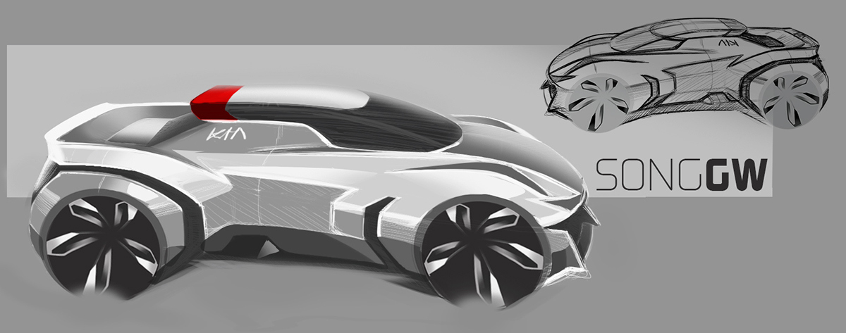 Automatic design，automobile，Hand drawn，Render，industrial design，