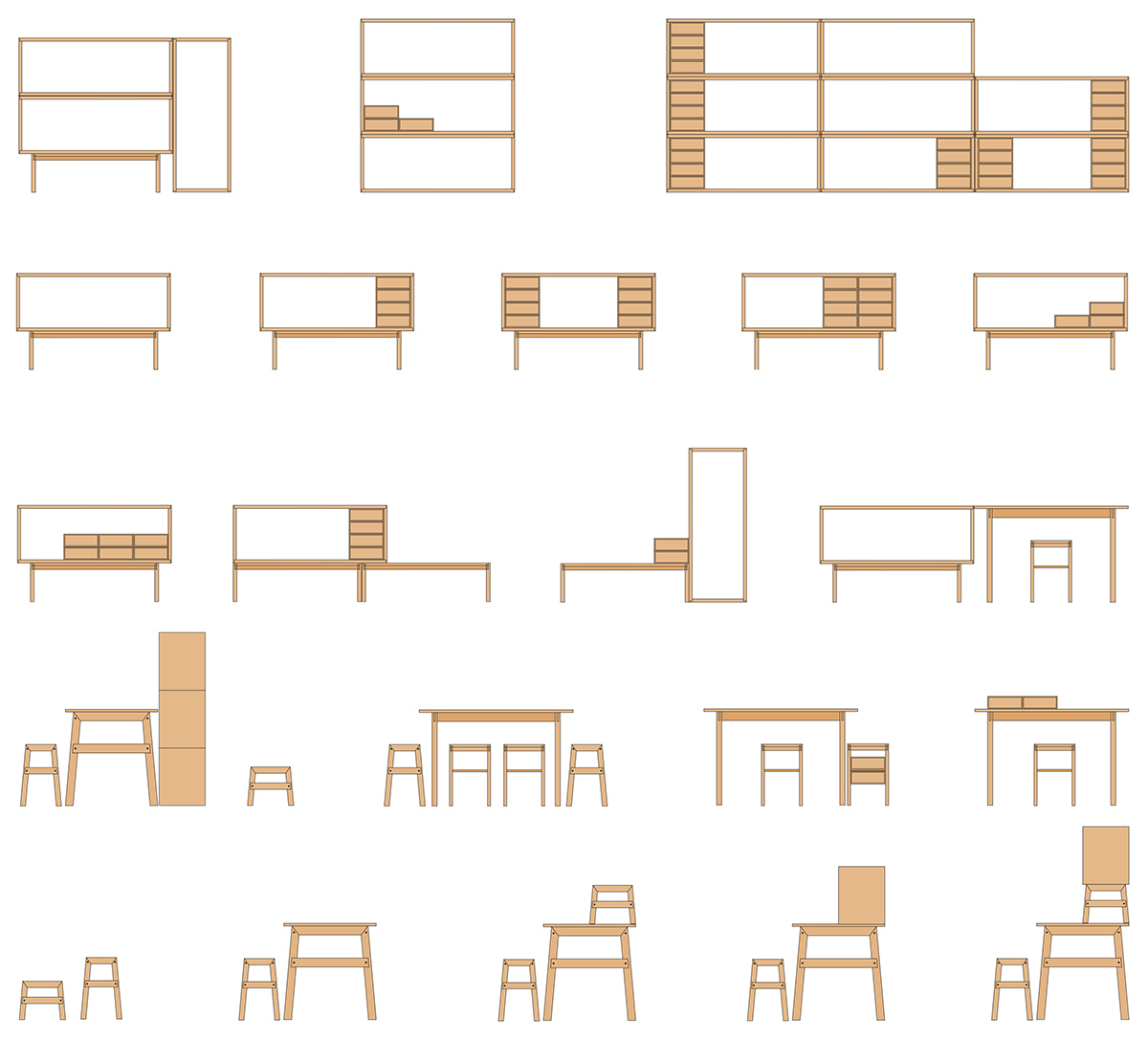 Home Furnishing，combination，Table，chair，cabinet，