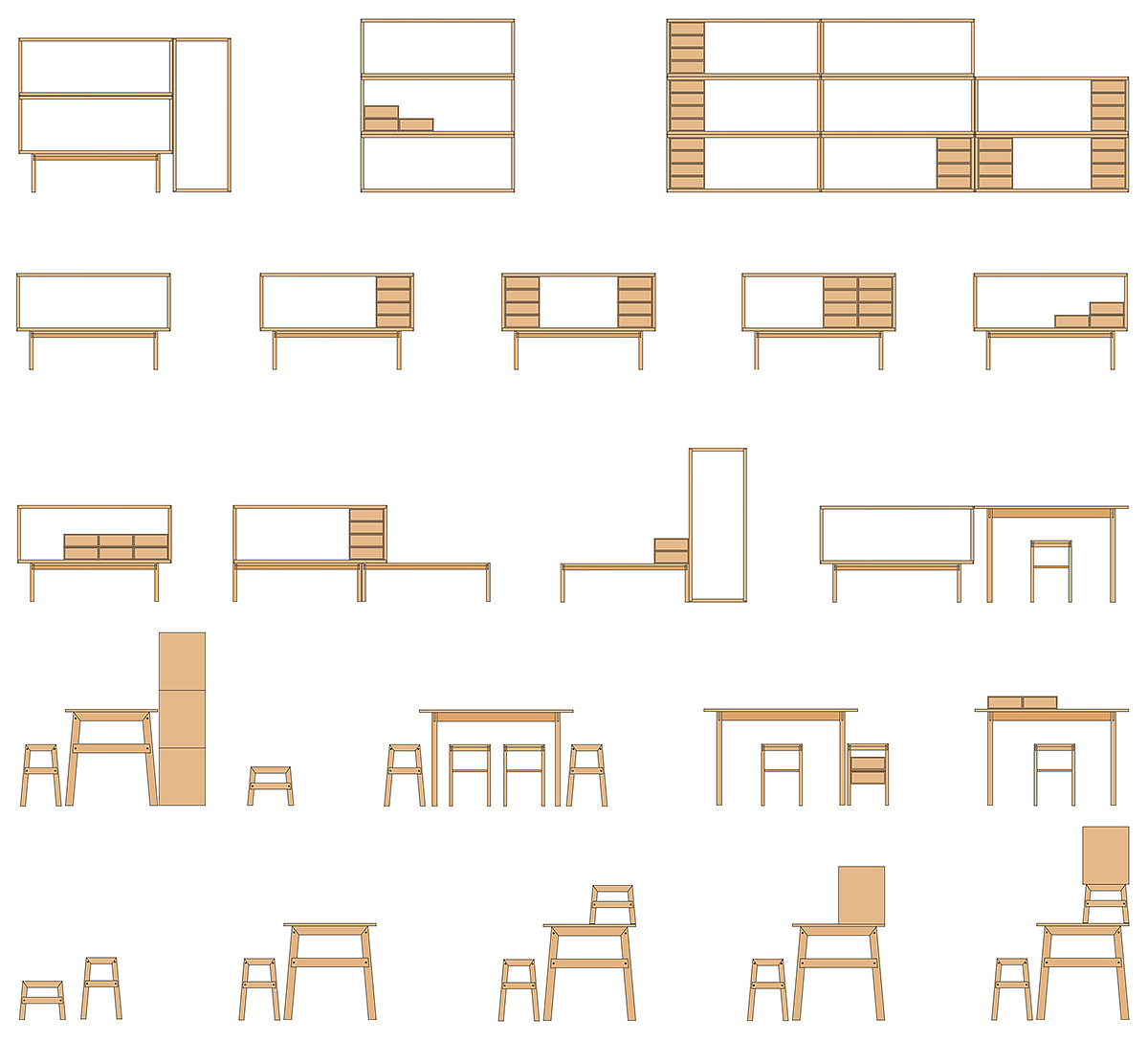 Home Furnishing，combination，Table，chair，cabinet，