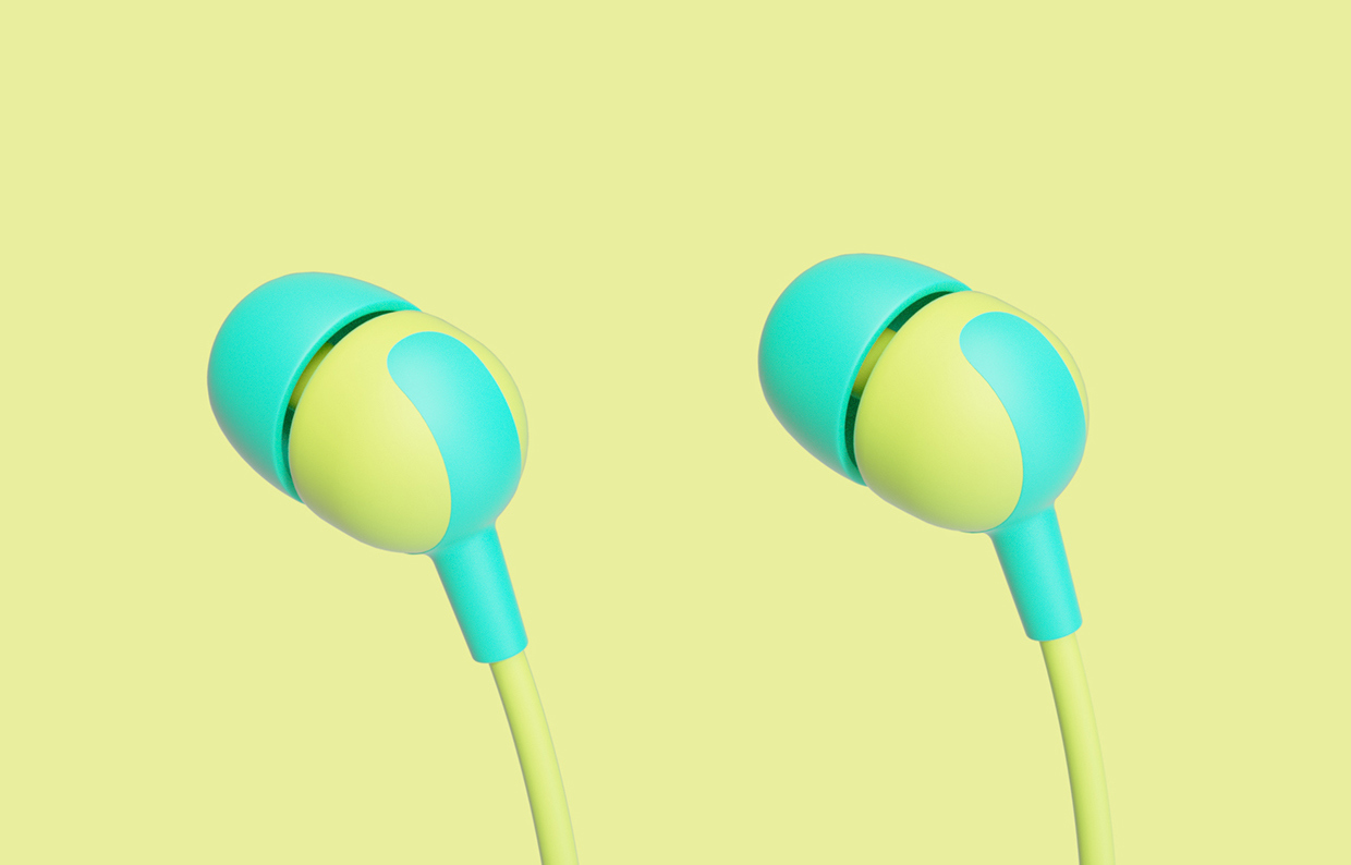In ear，colourful，product design，industrial design，headset，