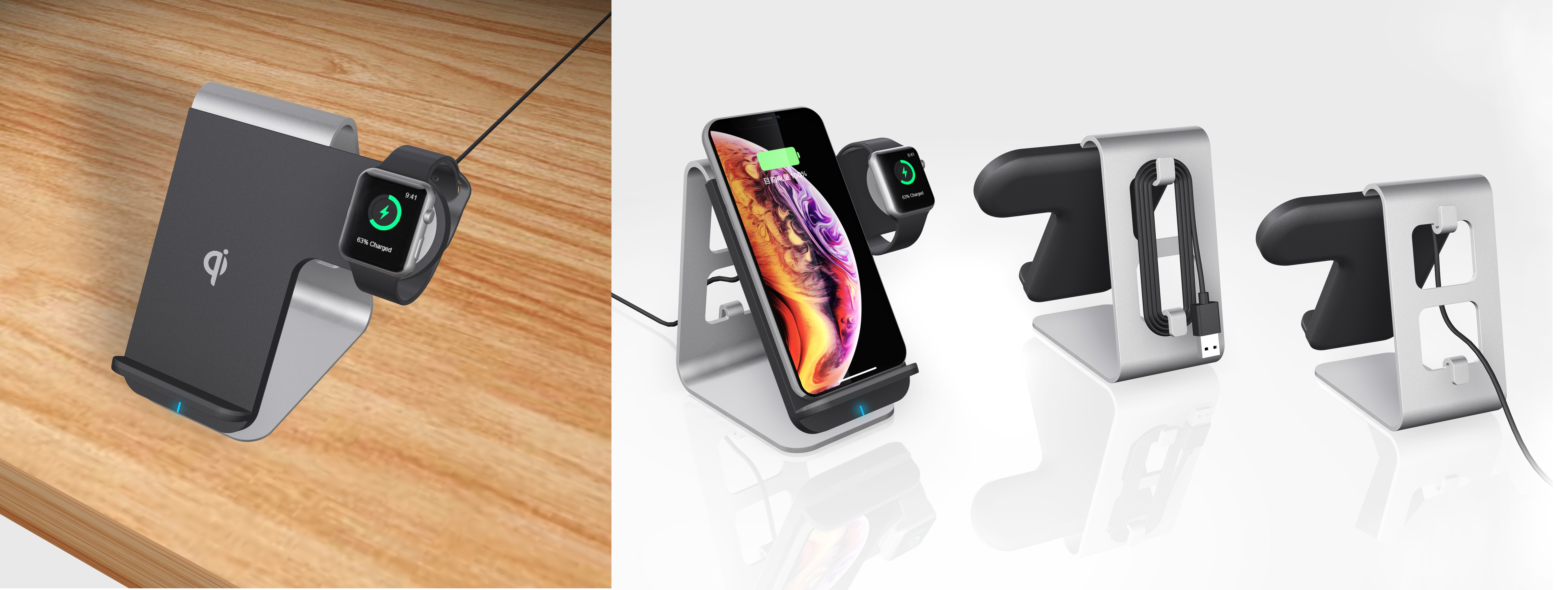 Mobile phone watch two in one wireless charger，