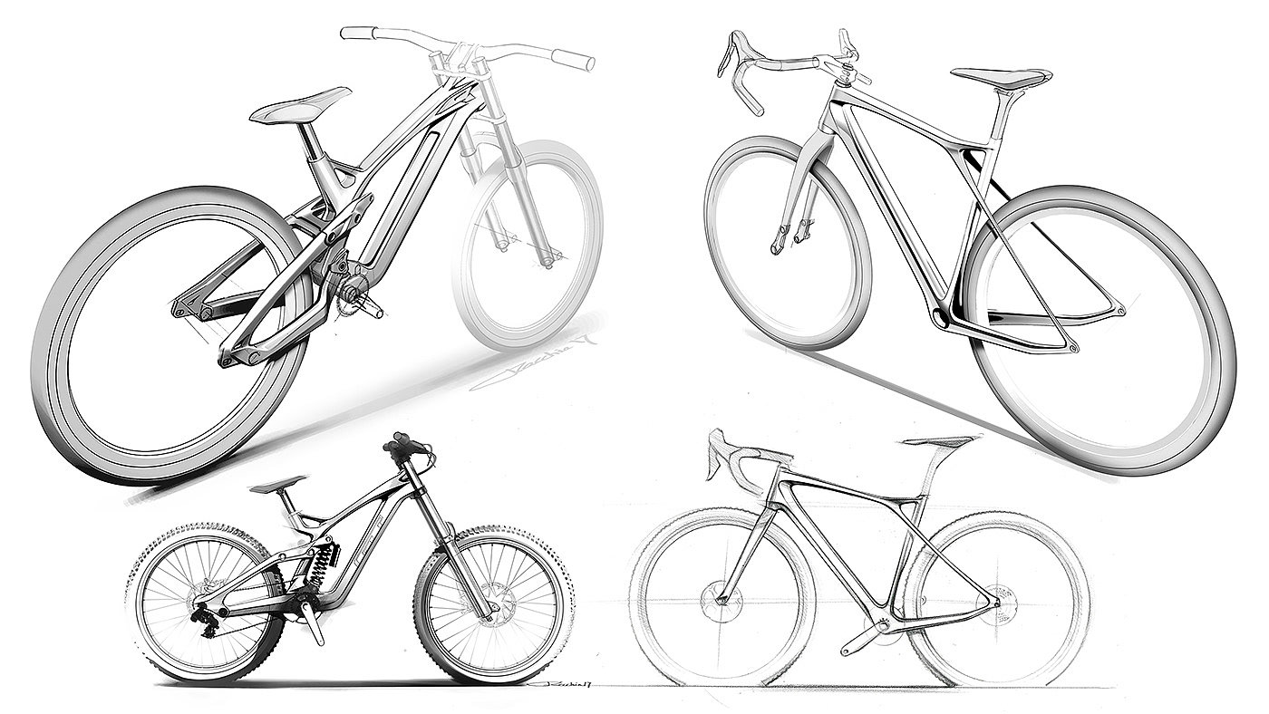 Hand drawn，Bicycle，Sketches，