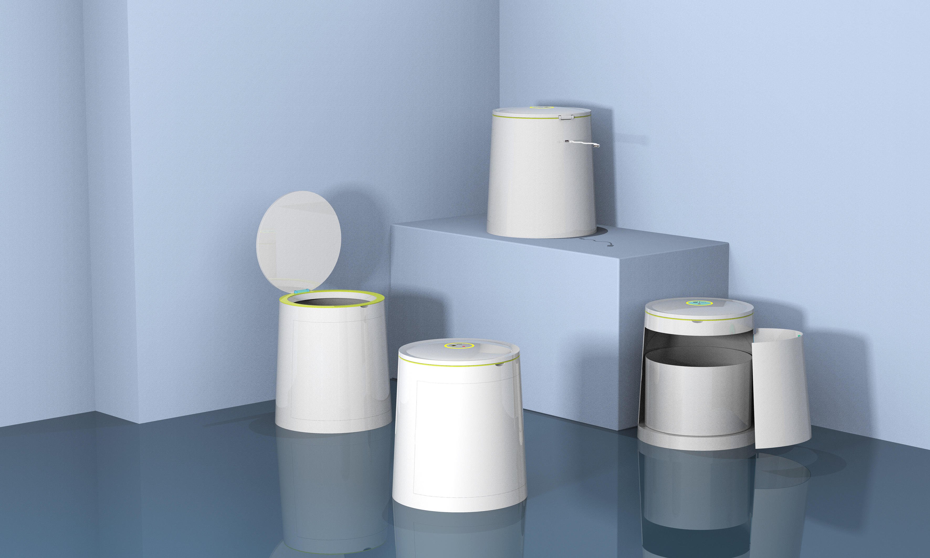 Inductive trash can，Bag collection concept，trash can，conceptual design，Creative design，