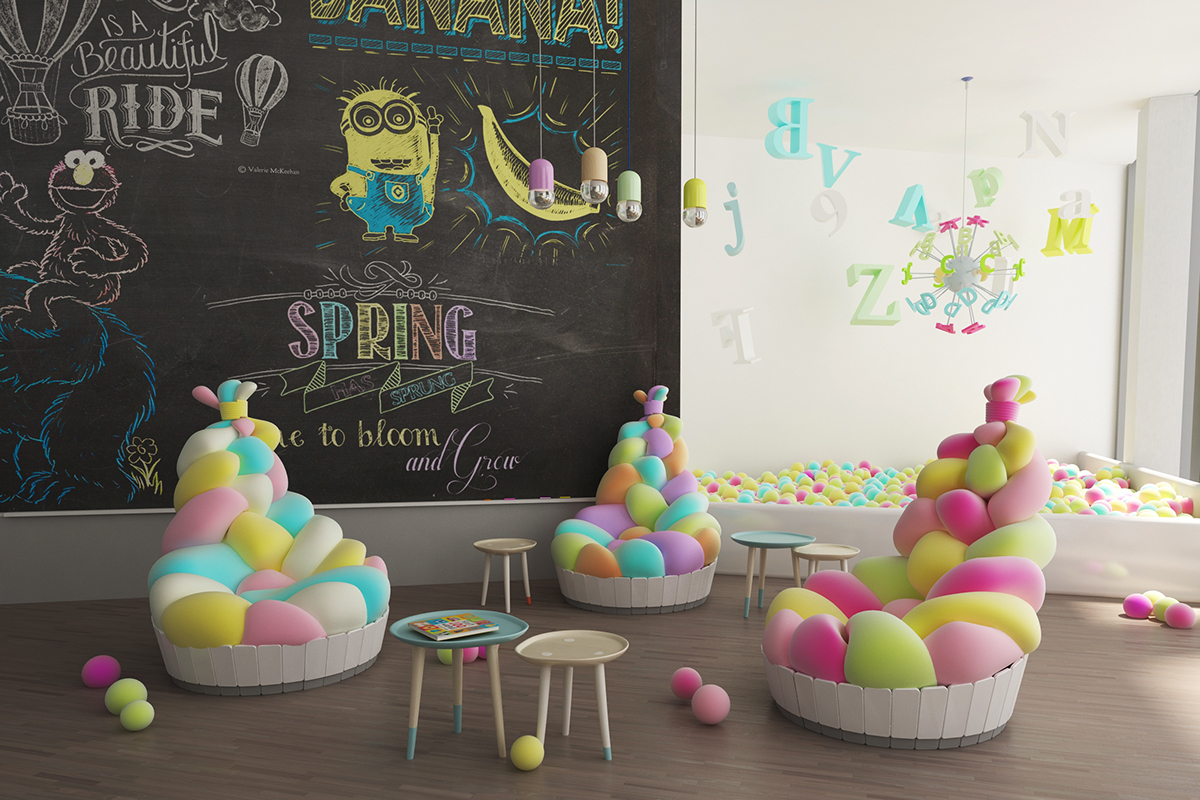 Children chair，Chair design，Marshmallow，