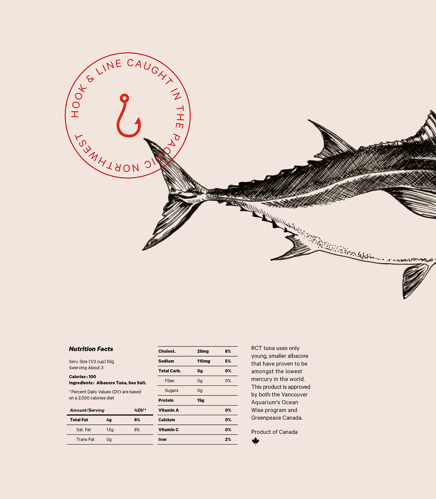 Canned tuna，packing，Raincoast，pattern design ，