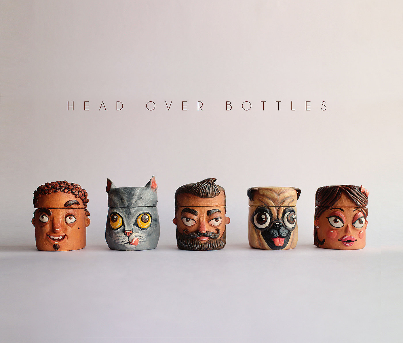 HEAD OVER BOTTLES，handicraft，jar，