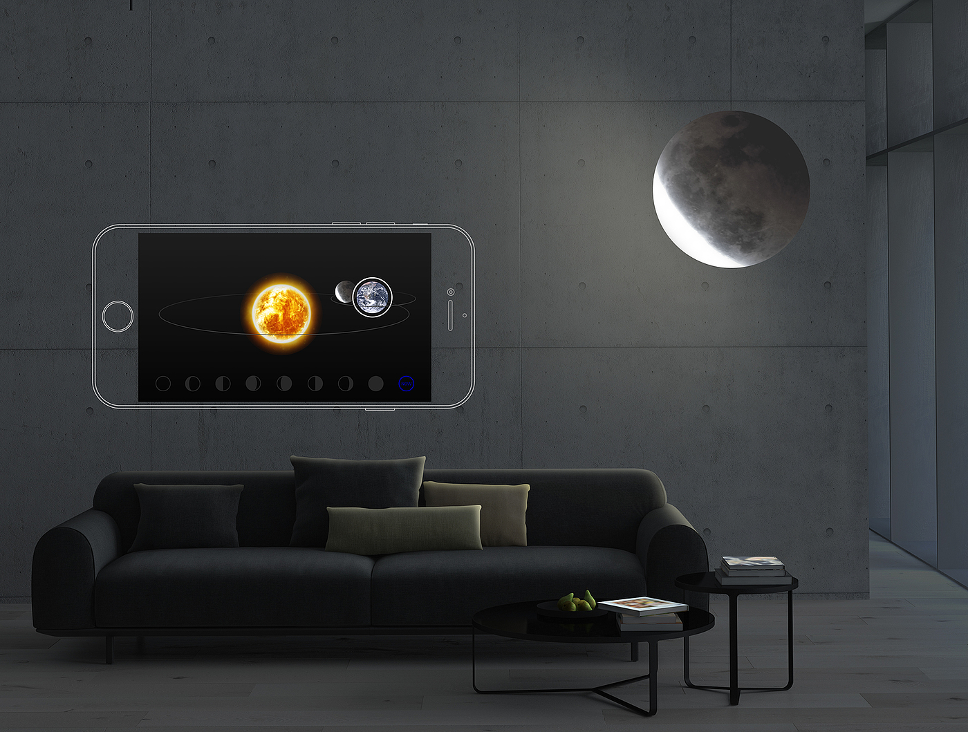 Lunar cycle lamp，MOON CYCLE LAMP，lamps and lanterns，industrial design，indoor，
