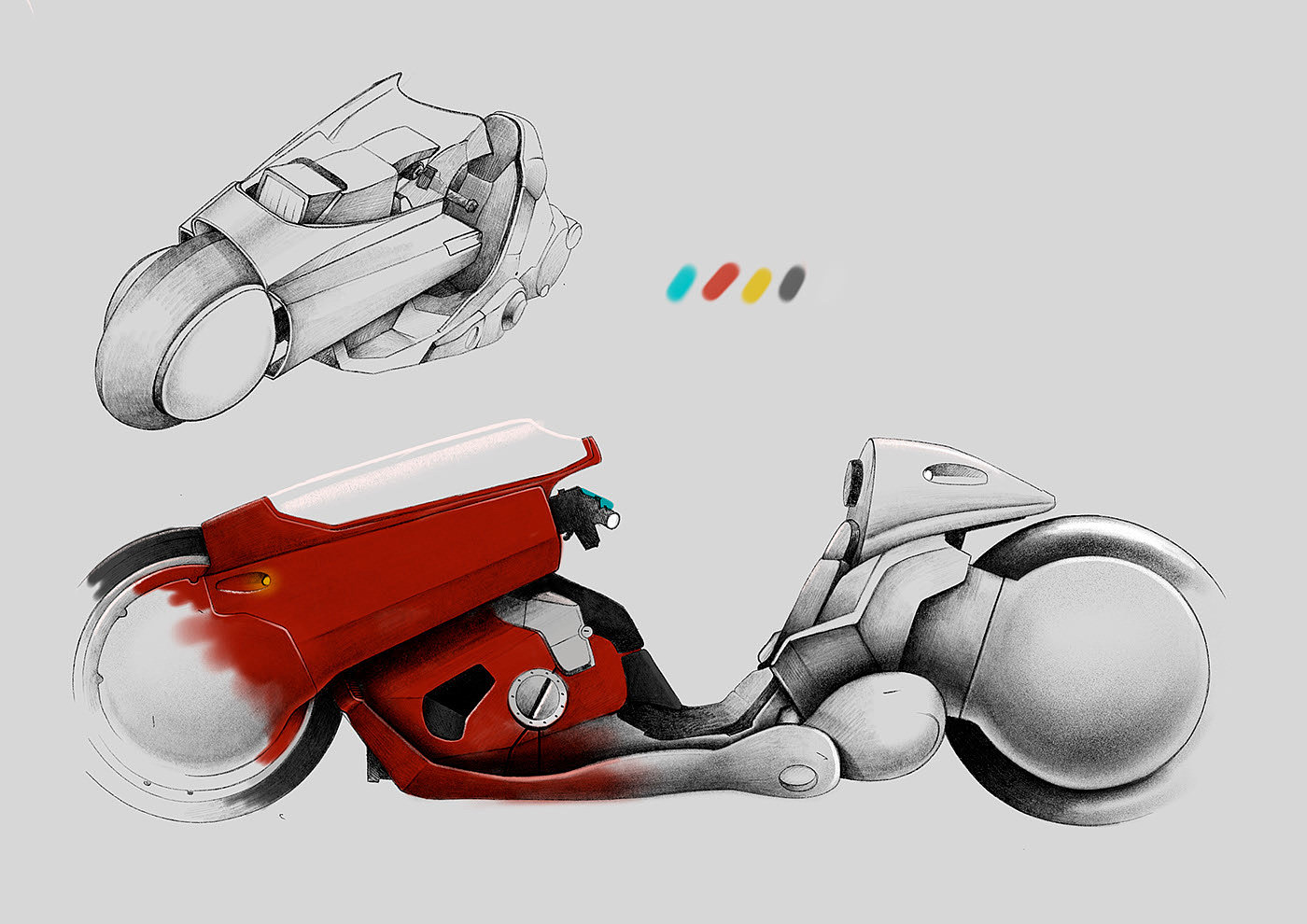 Motorcycle，Hand drawn，Illustration，