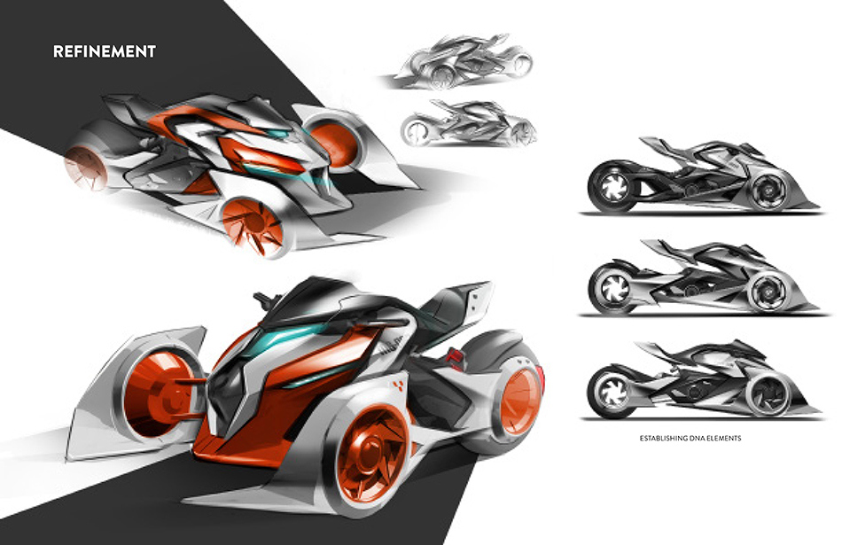 Hand drawn，intelligence，Cool，racing，industrial design，