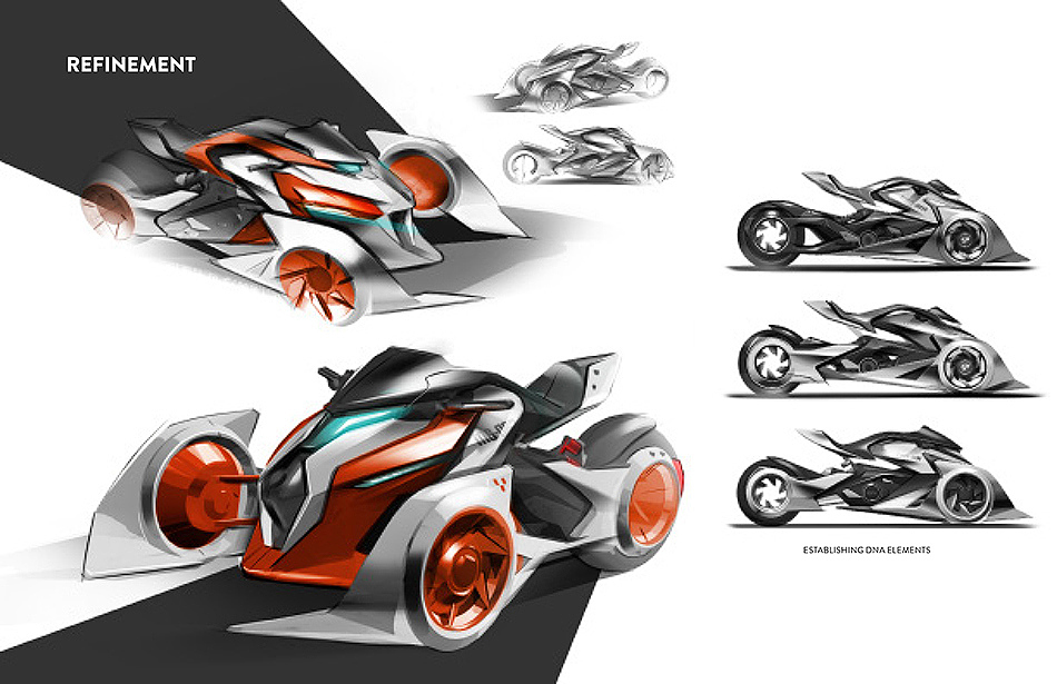 Hand drawn，intelligence，Cool，racing，industrial design，