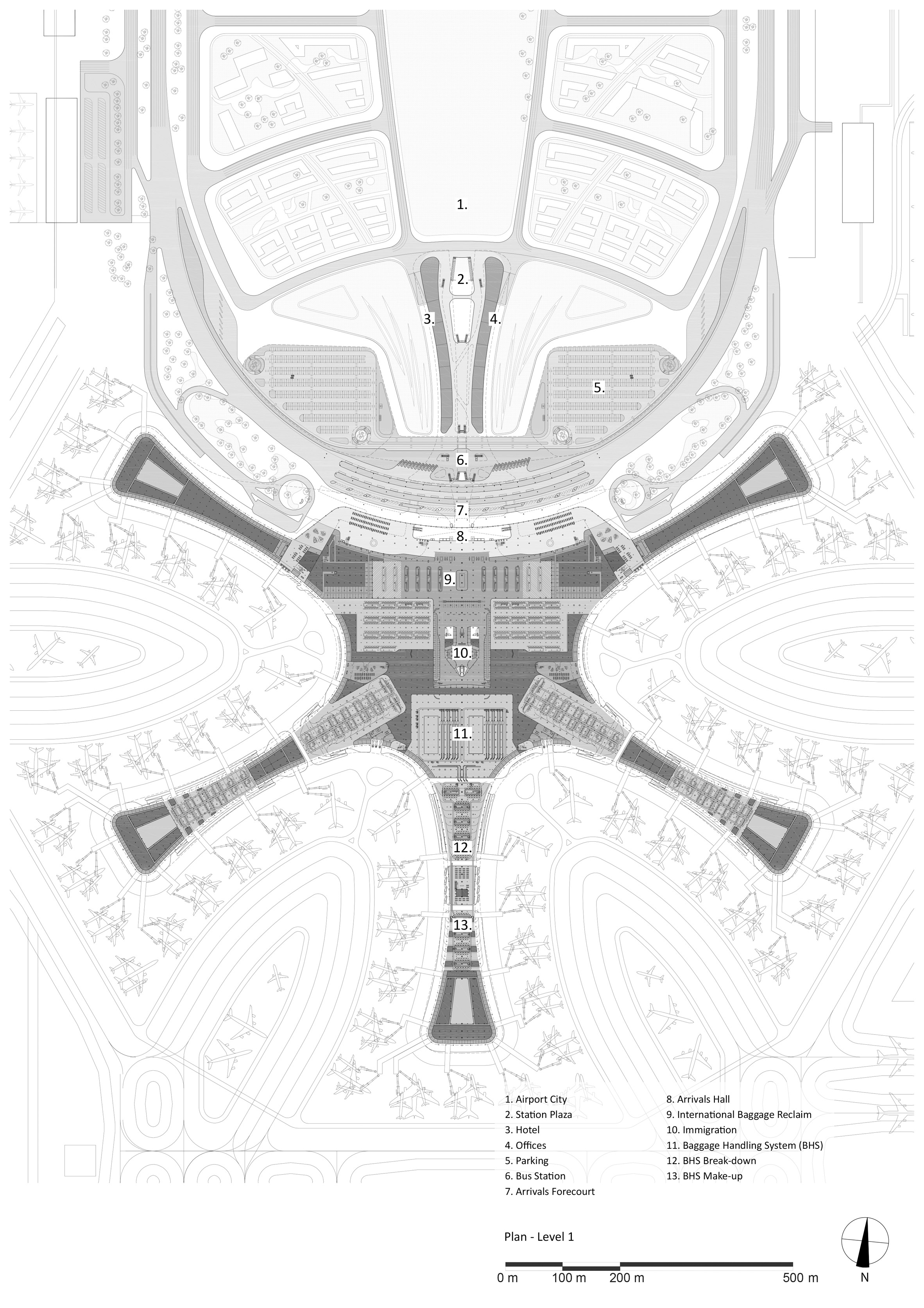 airport，Starfish，compact，Zaha Hadid，Beijing Airport，