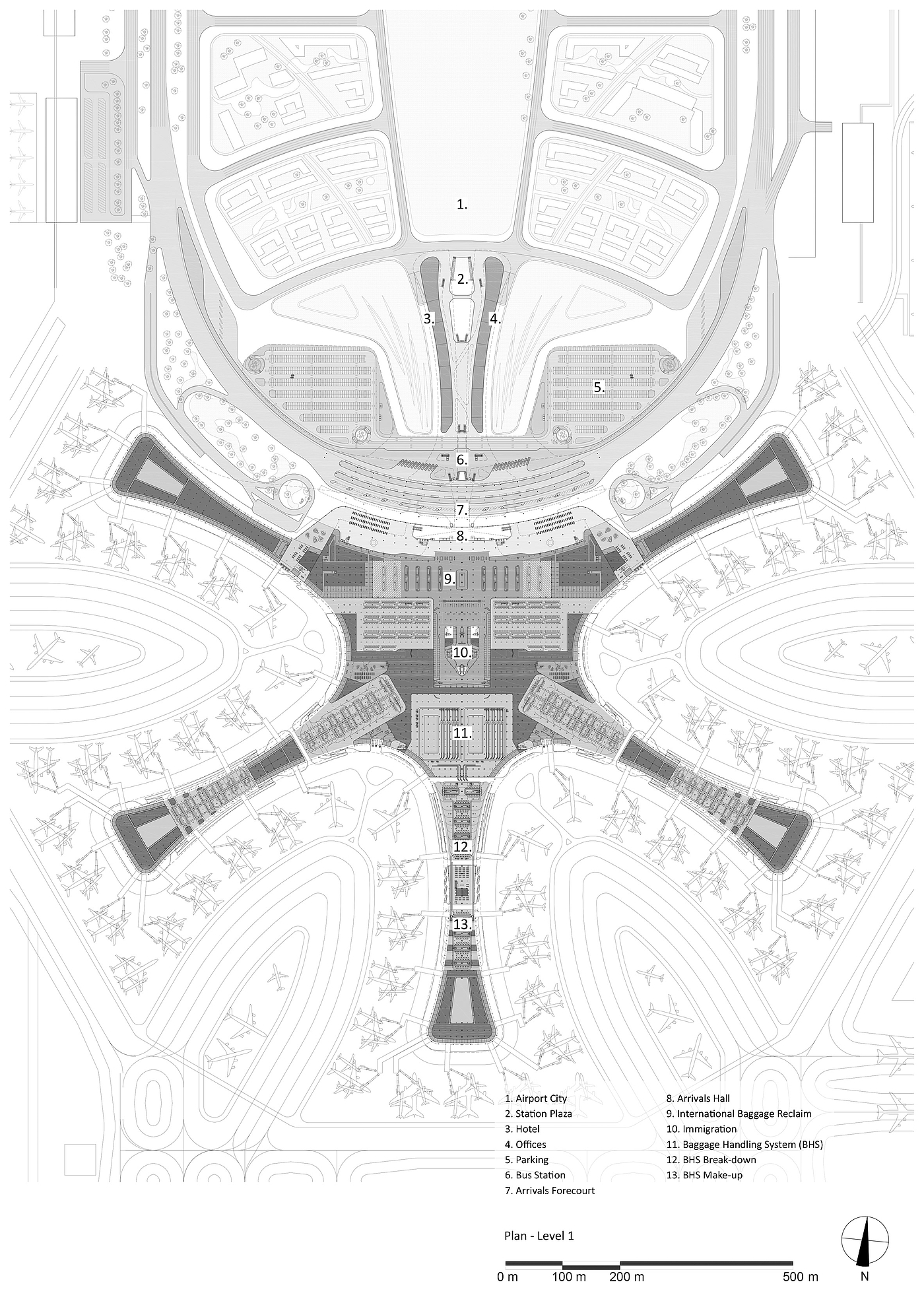 airport，Starfish，compact，Zaha Hadid，Beijing Airport，