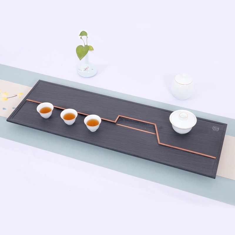 New Chinese style，She Inkstone，Stone tea tray, tea utensils, tea life and tea culture，Tea man，Tea affairs，set，Copper bar，workmanship，geometry，