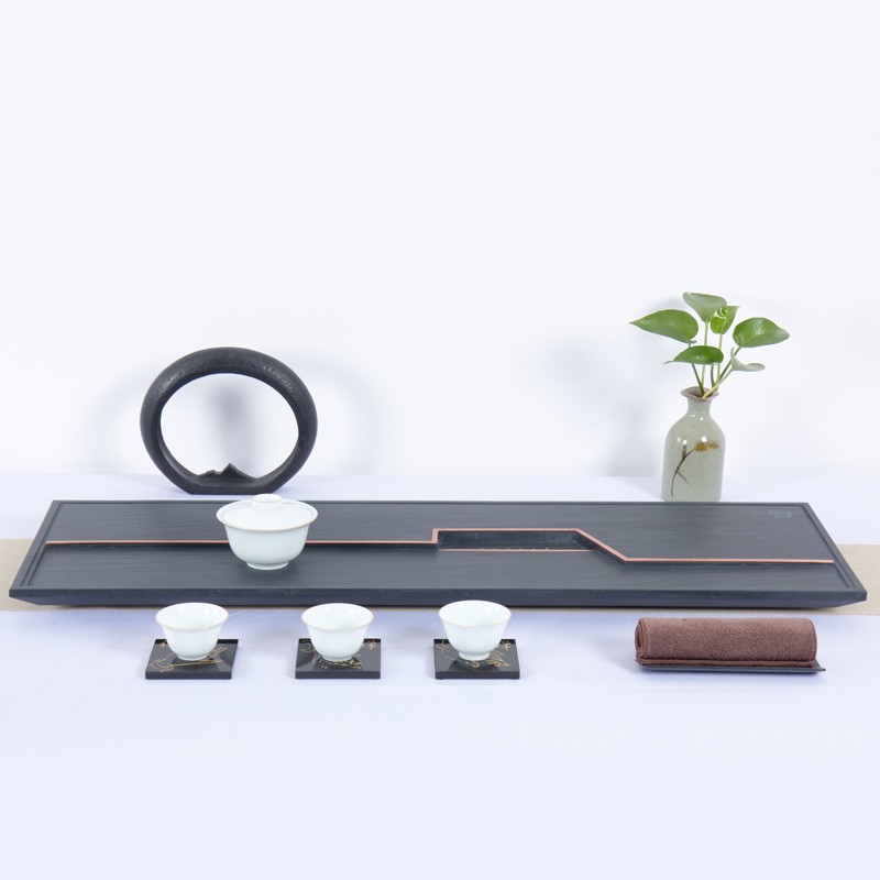New Chinese style，She Inkstone，Stone tea tray, tea utensils, tea life and tea culture，Tea man，Tea affairs，set，Copper bar，workmanship，geometry，