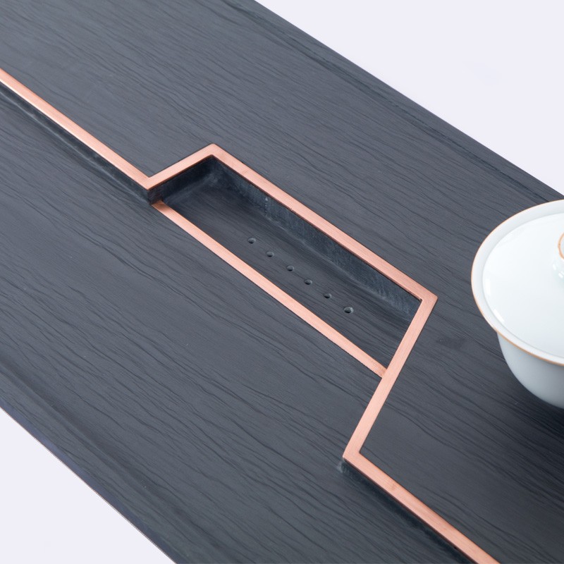 New Chinese style，She Inkstone，Stone tea tray, tea utensils, tea life and tea culture，Tea man，Tea affairs，set，Copper bar，workmanship，geometry，
