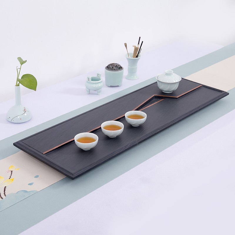 New Chinese style，She Inkstone，Stone tea tray, tea utensils, tea life and tea culture，Tea man，Tea affairs，set，Copper bar，workmanship，geometry，