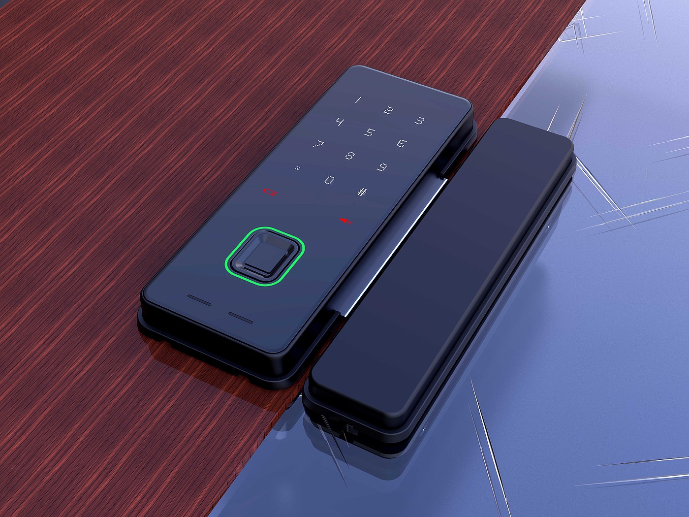 Intelligent lock，Smart home，Glass lock，dynamic design ，Product rendering，