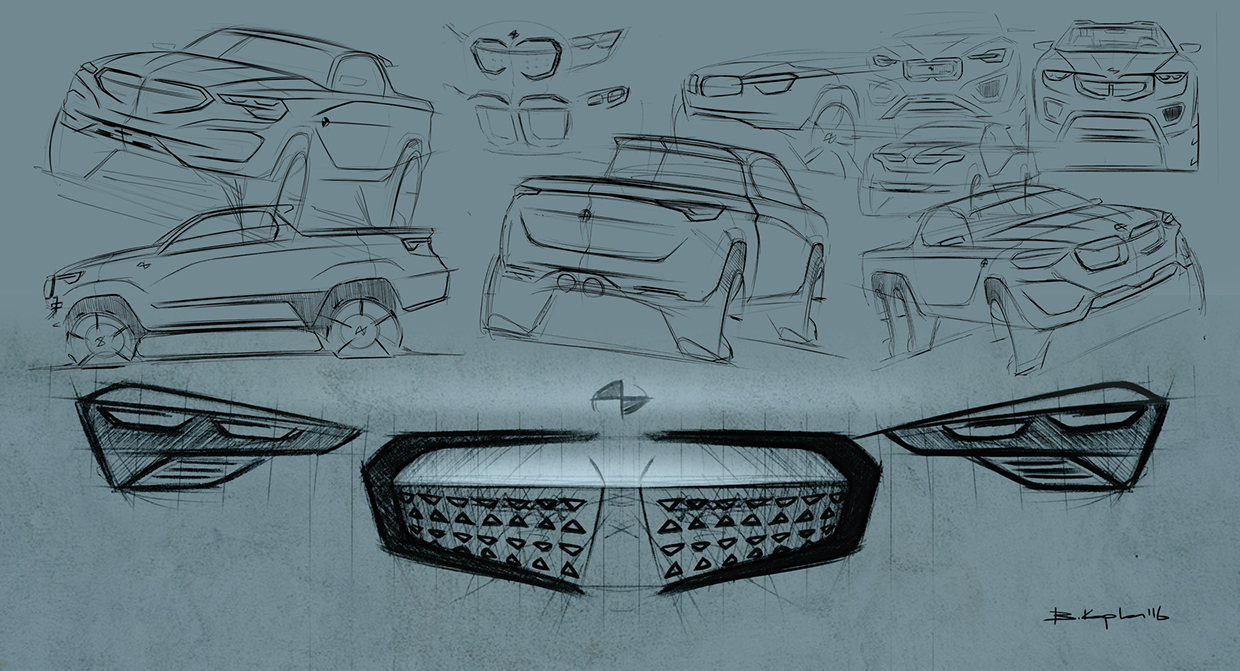 Pickup，industrial design，product design，vehicle，Hand drawn，