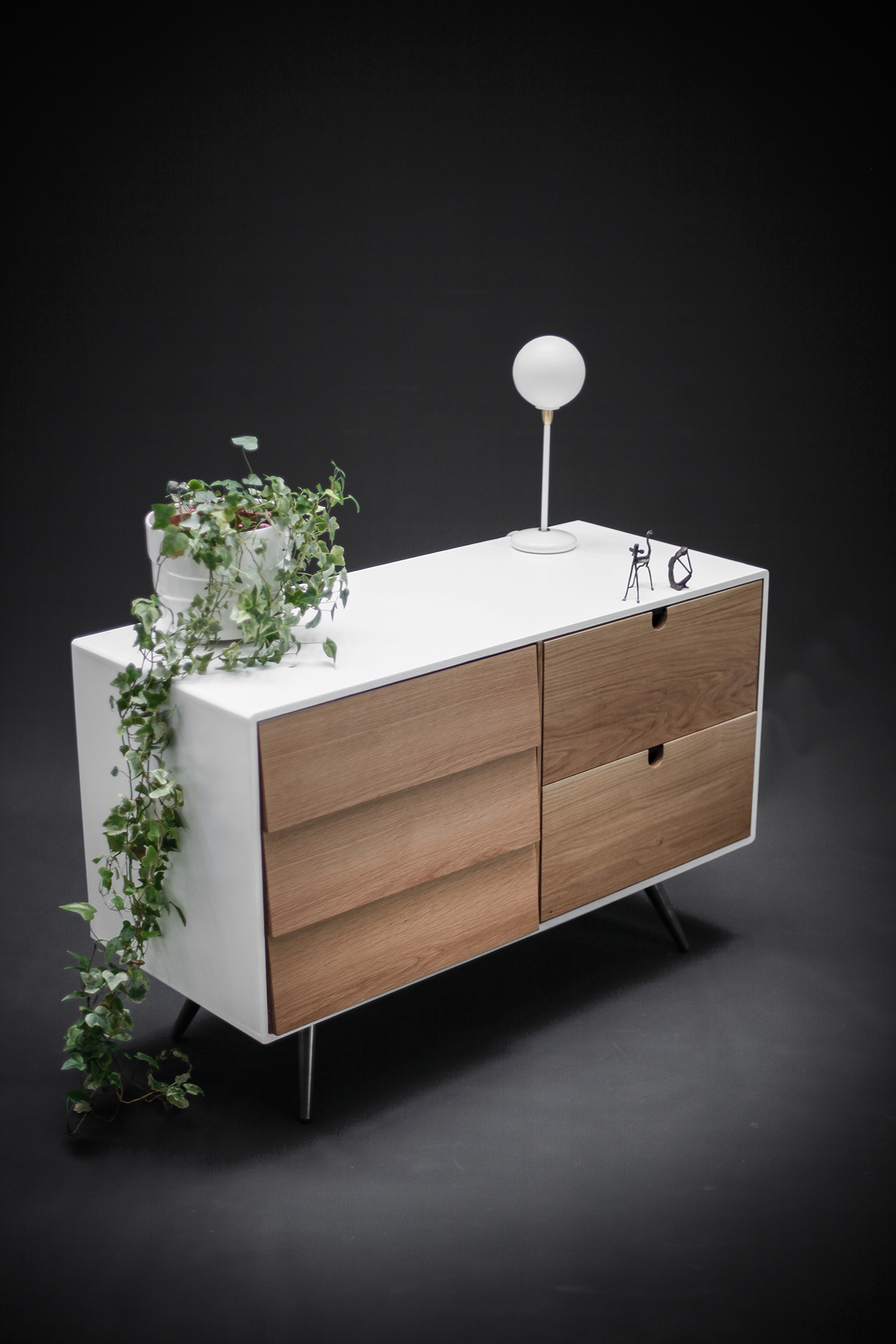 实心板橡木书柜设计