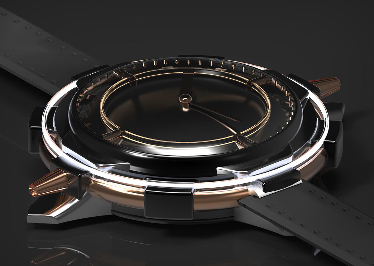 Mechanics，novel，Metallic texture，product design，Wristwatch，decorate，