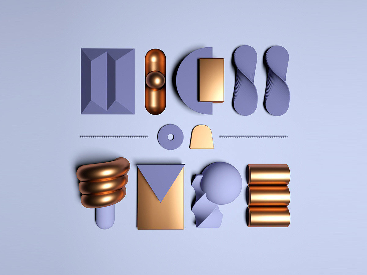 logo，视觉设计，3d插图，Type Collection，