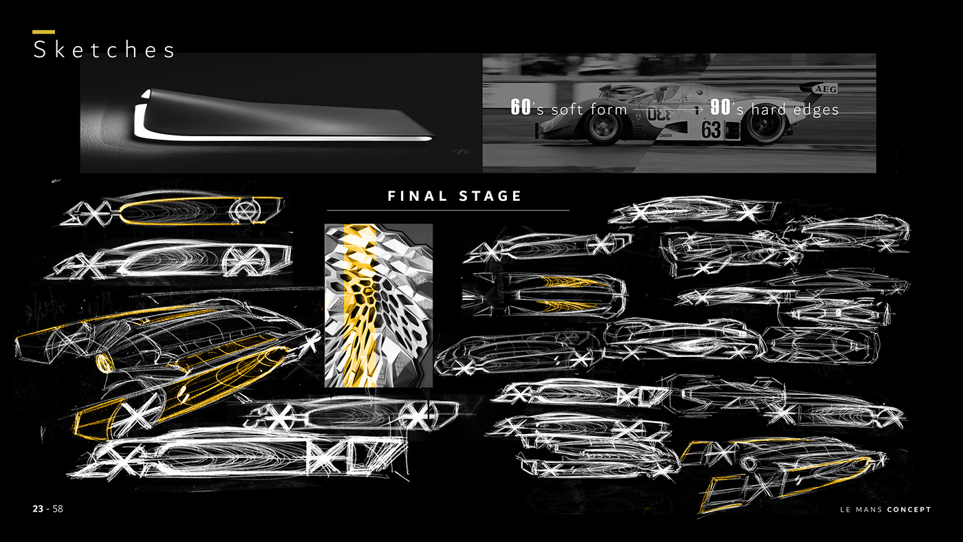 golden，conceptual design，Automobile design，Renault Le Mans，