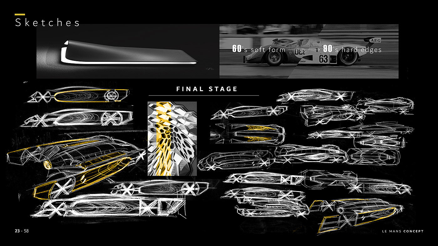golden，conceptual design，Automobile design，Renault Le Mans，
