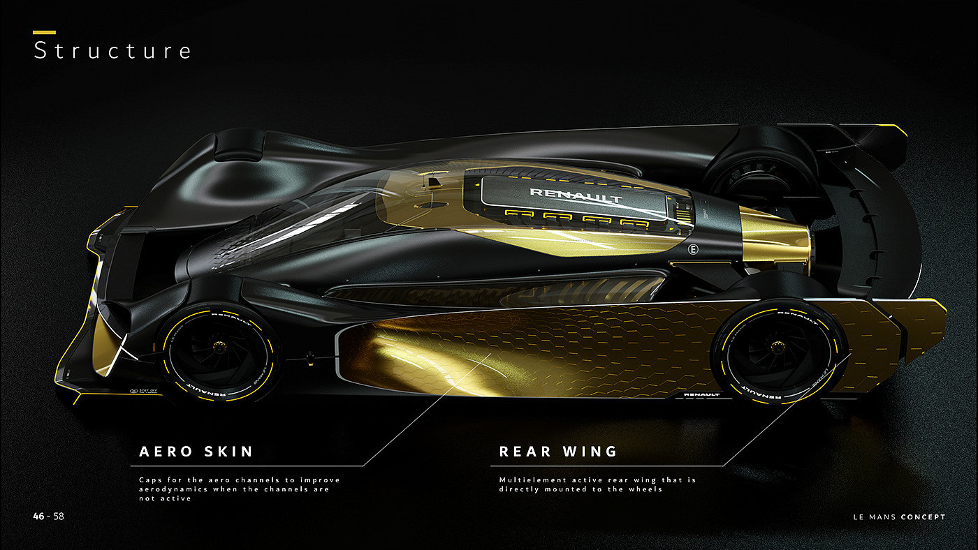 golden，conceptual design，Automobile design，Renault Le Mans，