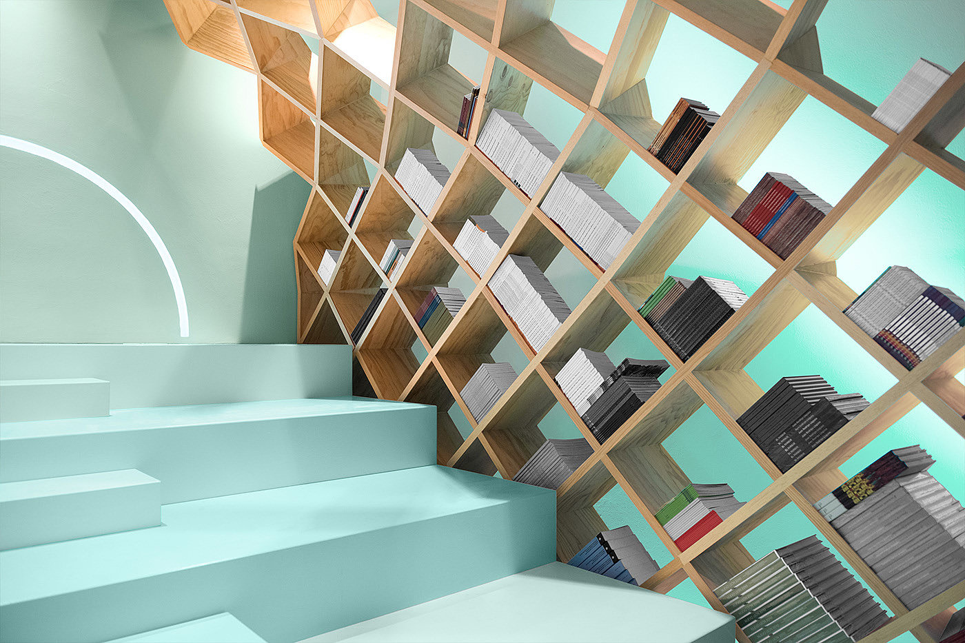 Interior design，Bookstore，library，