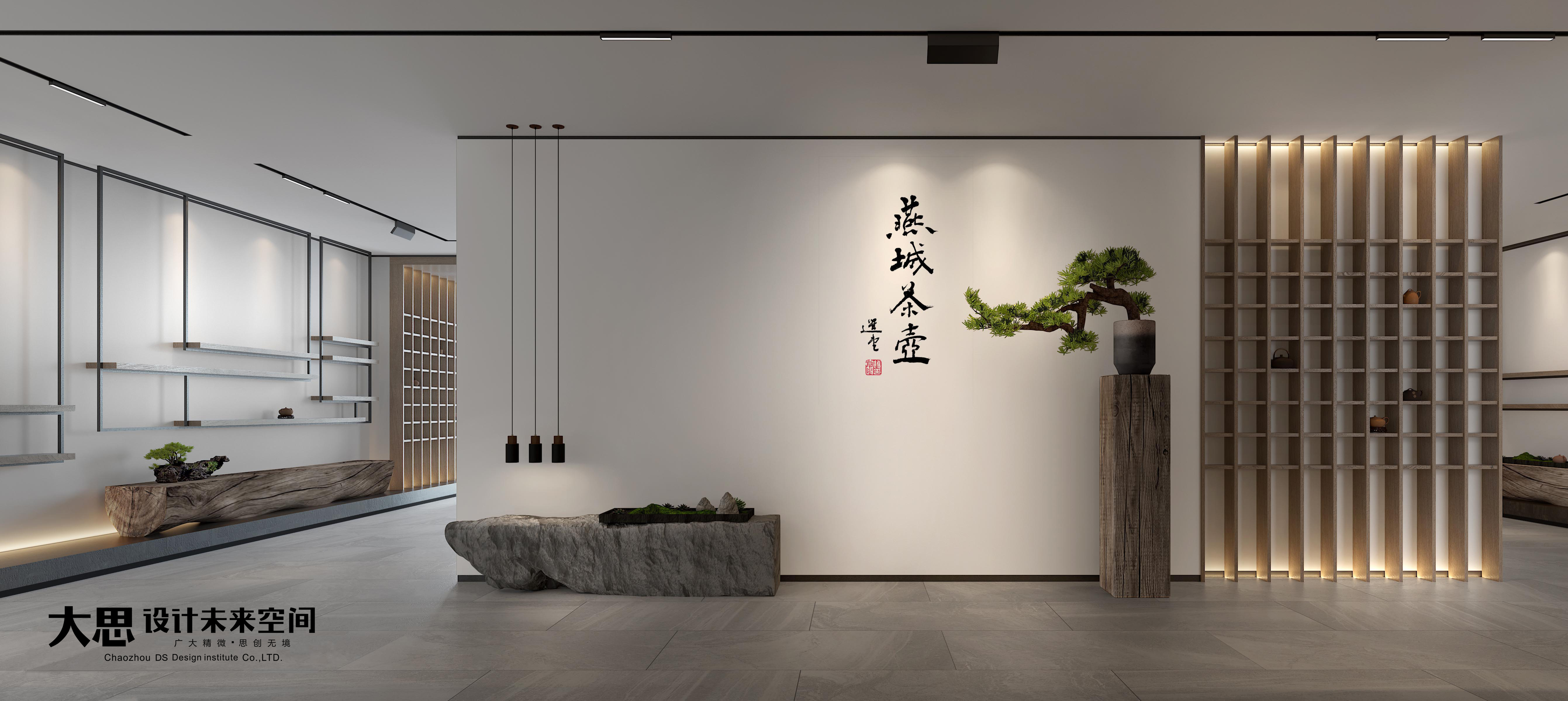 Interior design，Display space，Buddhist mood，Hand drawn pot，