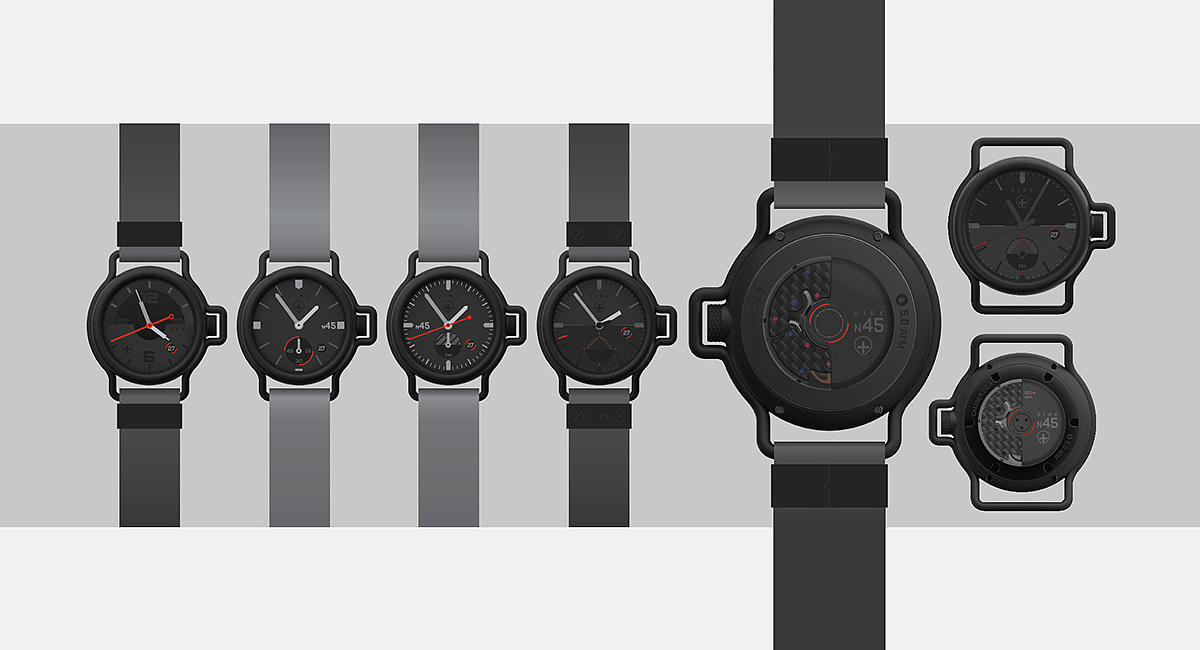 黑色，手表设计，Dire N45，