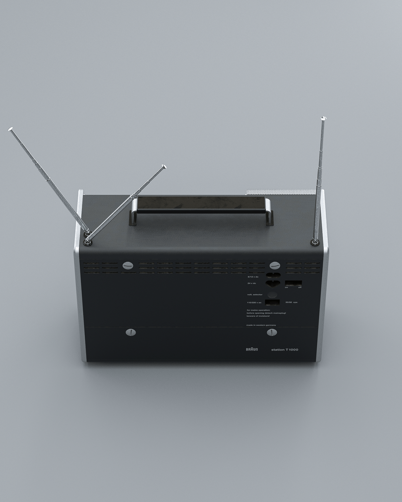 Braun T-1000，3D rendering，radio，