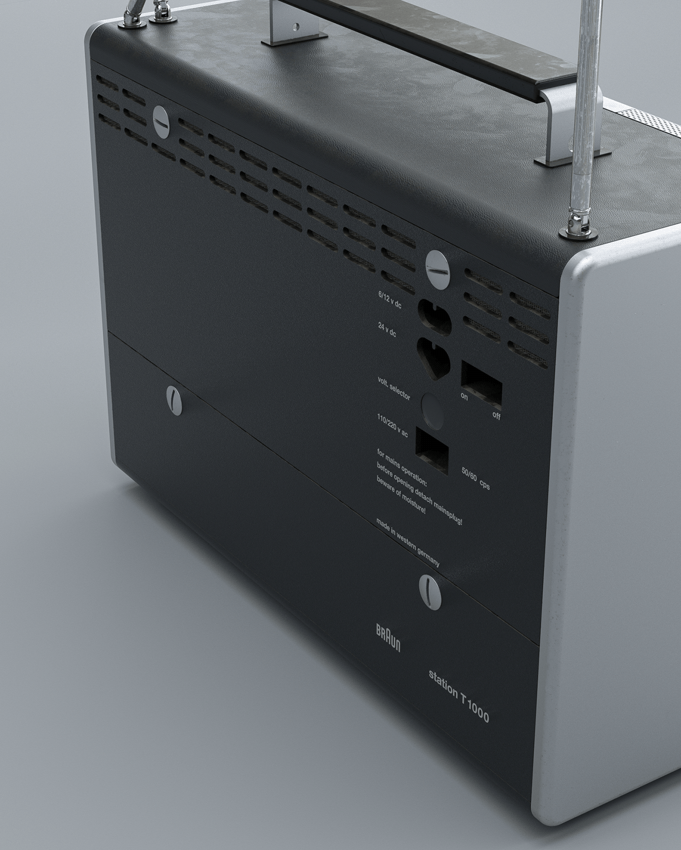 Braun T-1000，3D rendering，radio，