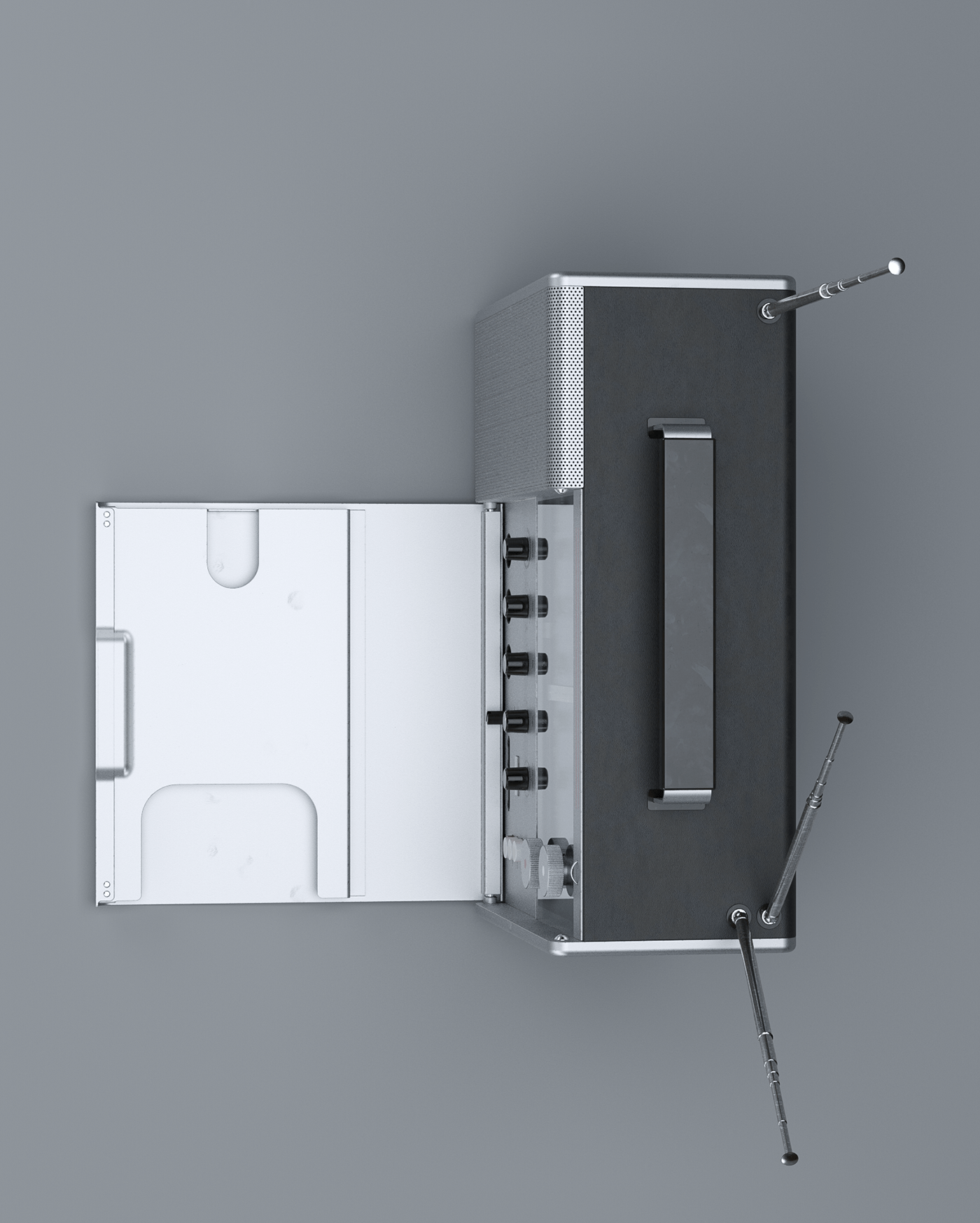 Braun T-1000，3D rendering，radio，
