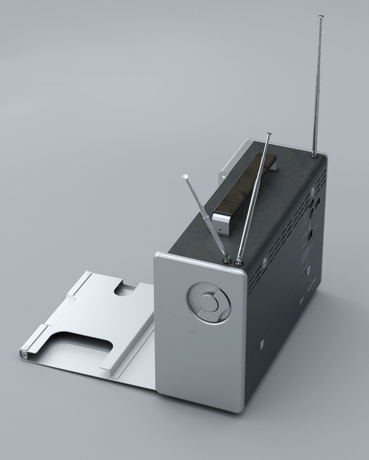 Braun T-1000，3D rendering，radio，