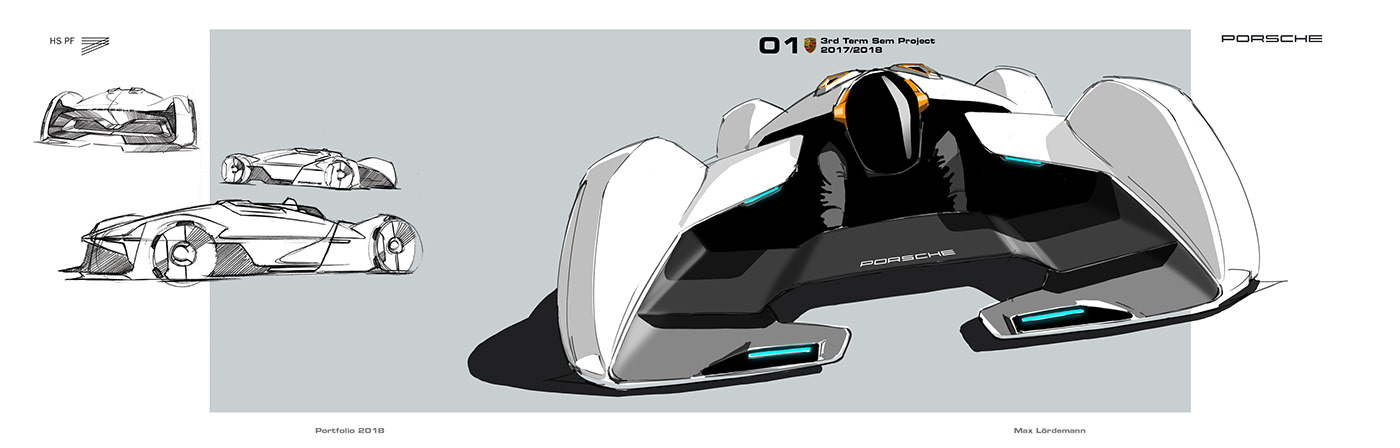 Hand drawn，conceptual design，Automobile design，Porsche 550，