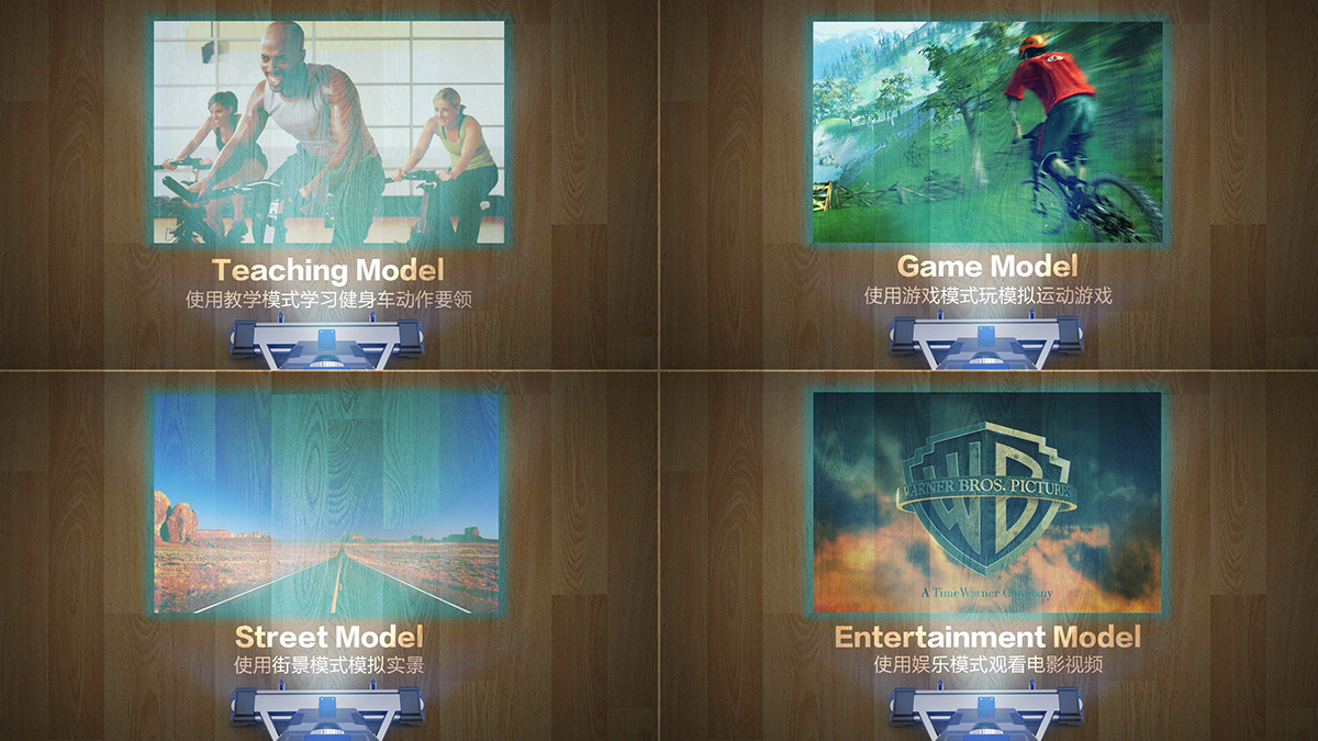 Exercise bike，industrial design，Projection，No external power supply is required，Equipped with high-quality stereo，