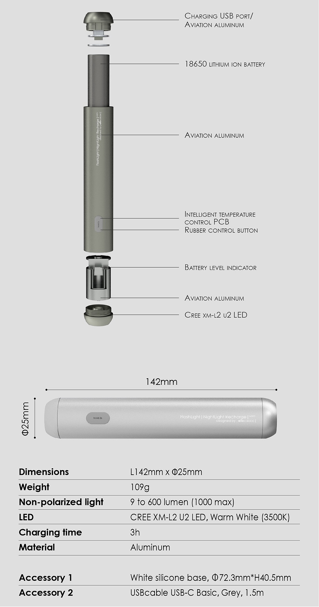 Allocacoc，modular，Flashlight，multi-function，