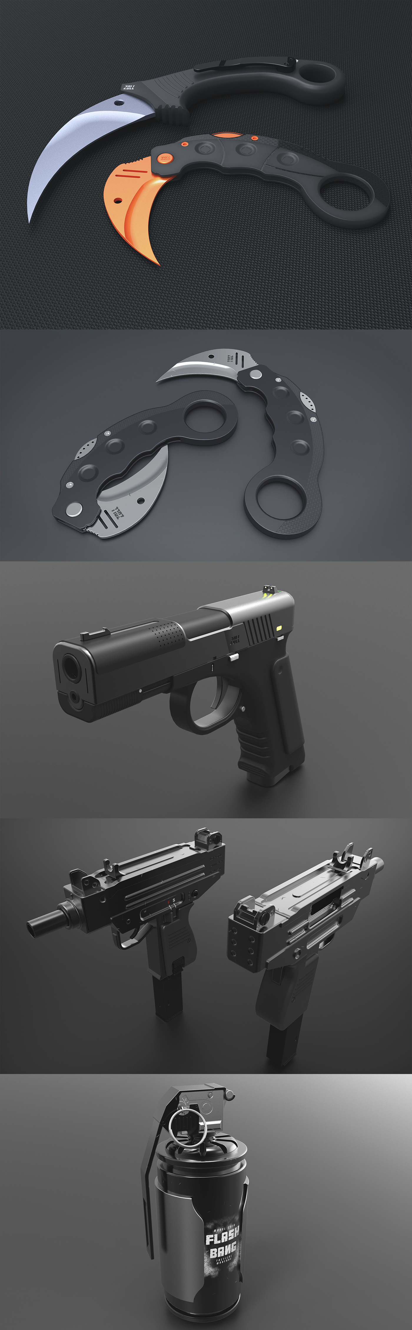 modeling，gun，knife，Tools and equipment，