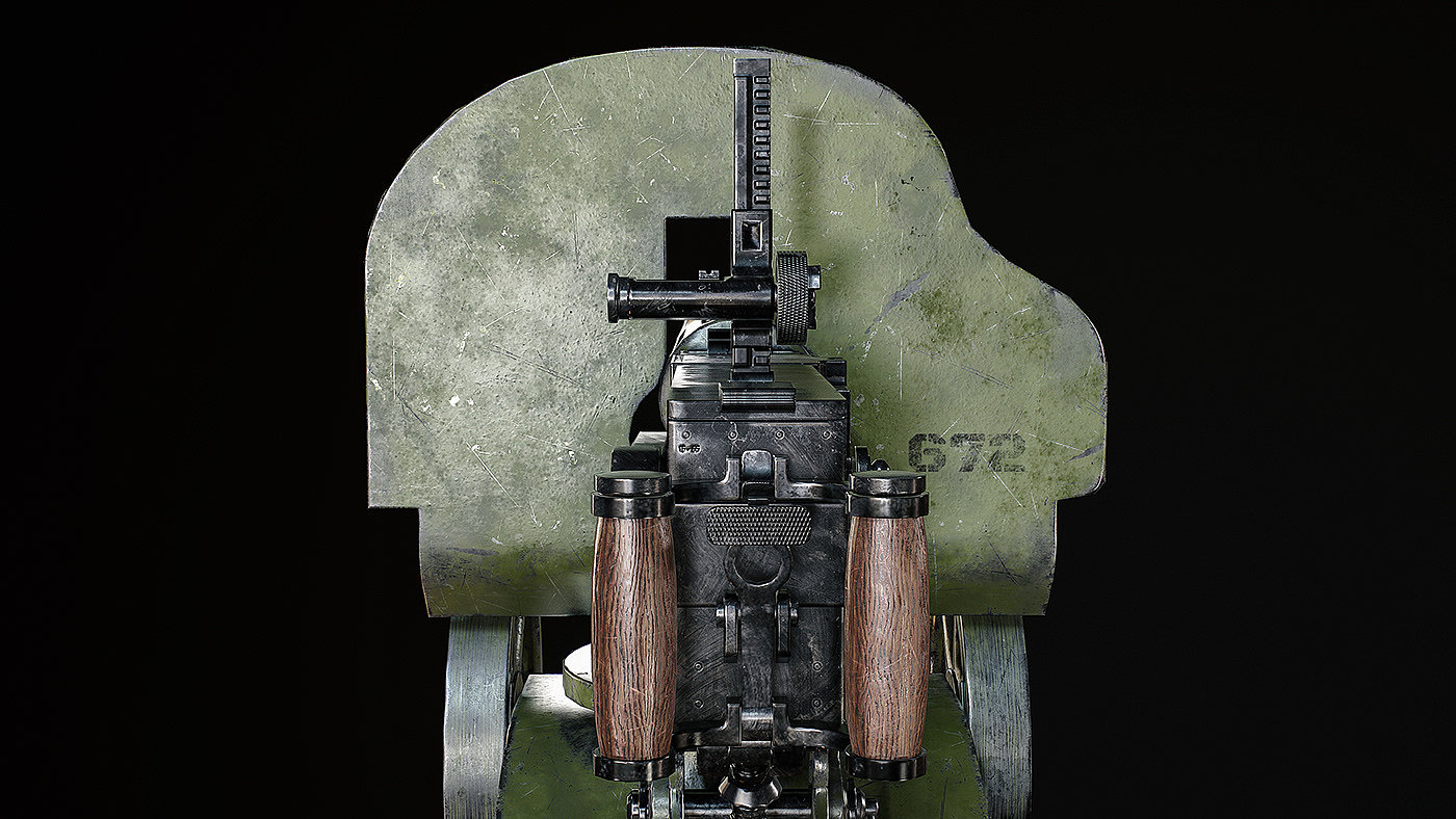 武器设计，3d渲染，Maxim Machine Gun，