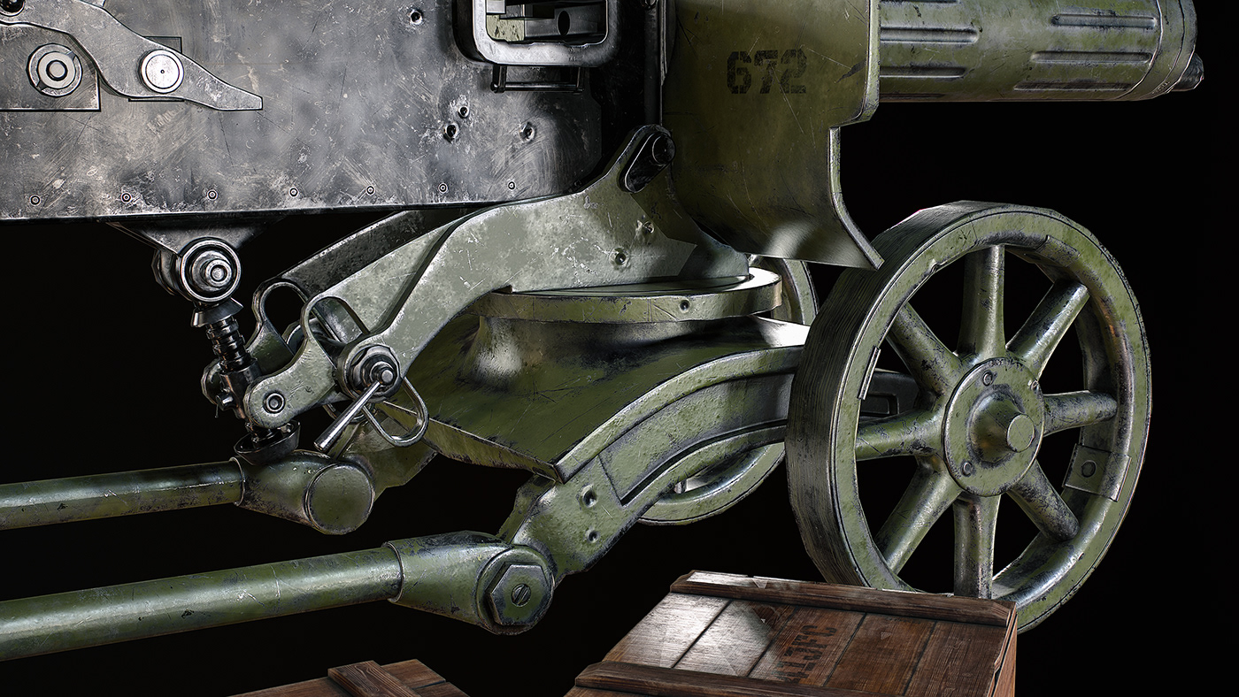 Weapon design，3D rendering，Maxim Machine Gun，